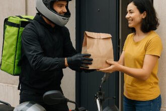 Entregador 99Food realizando entrega em São Paulo