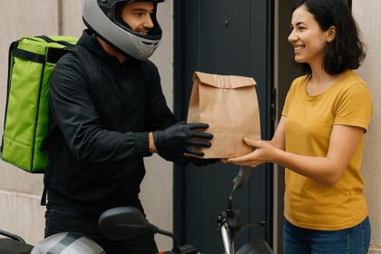Entregador 99Food realizando entrega em São Paulo