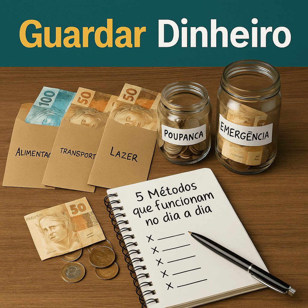 Como guardar dinheiro: pessoa separando valores em potes/envelopes