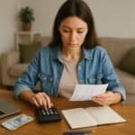 Como organizar finanças pessoais em 20 minutos: pessoa usando notebook e calculadora para planejar orçamento e controlar gastos.