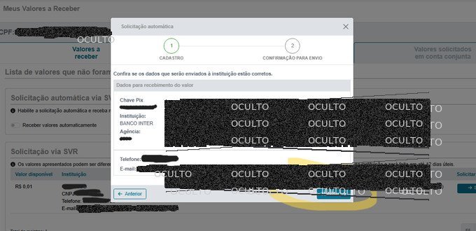 Confirmação de habilitação do automático no SVR banco central