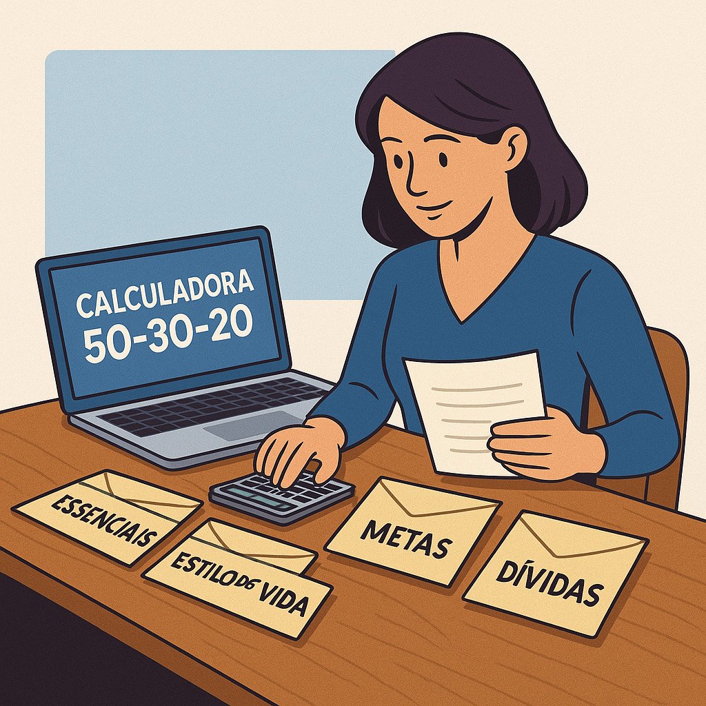 Calculadora 50-30-20 orçamento por envelopes