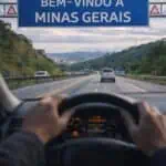 Imagem de uma estrada com sinalização de boas-vindas a Minas Gerais, destacando informações importantes sobre o IPVA 2026 no estado de Minas Gerais, incluindo calendário, descontos de até 6% e nova is.