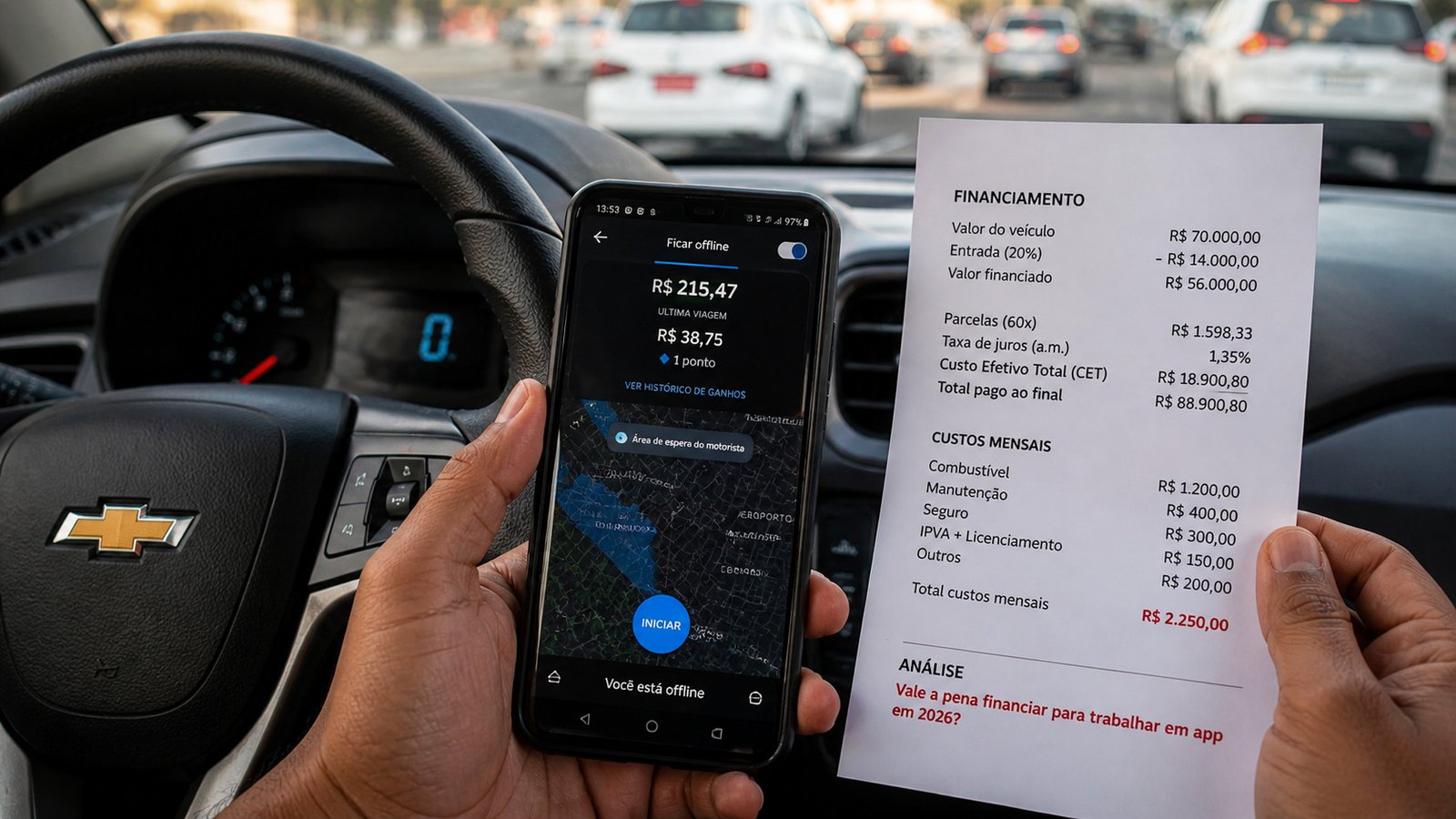 Financiar veículo para trabalhar em app: vale a pena em 2026?