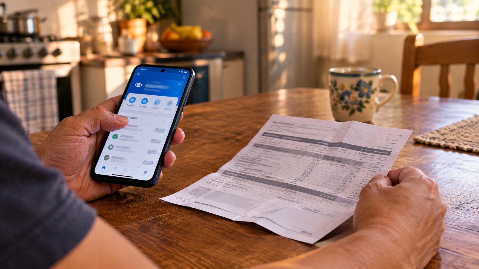 Trabalhador pedindo a portabilidade de salário pelo app do banco